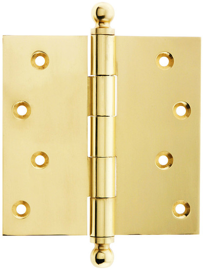 4-Inch Solid Brass Door Hinge With Ball Finials